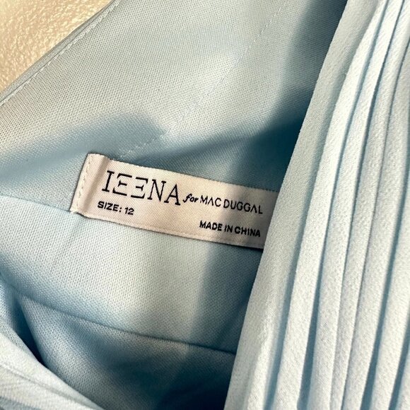 MAC DUGGAL Plunge Neck Chiffon Grecian Gown in Powder Blue Size US 12 - Picture 6 of 12